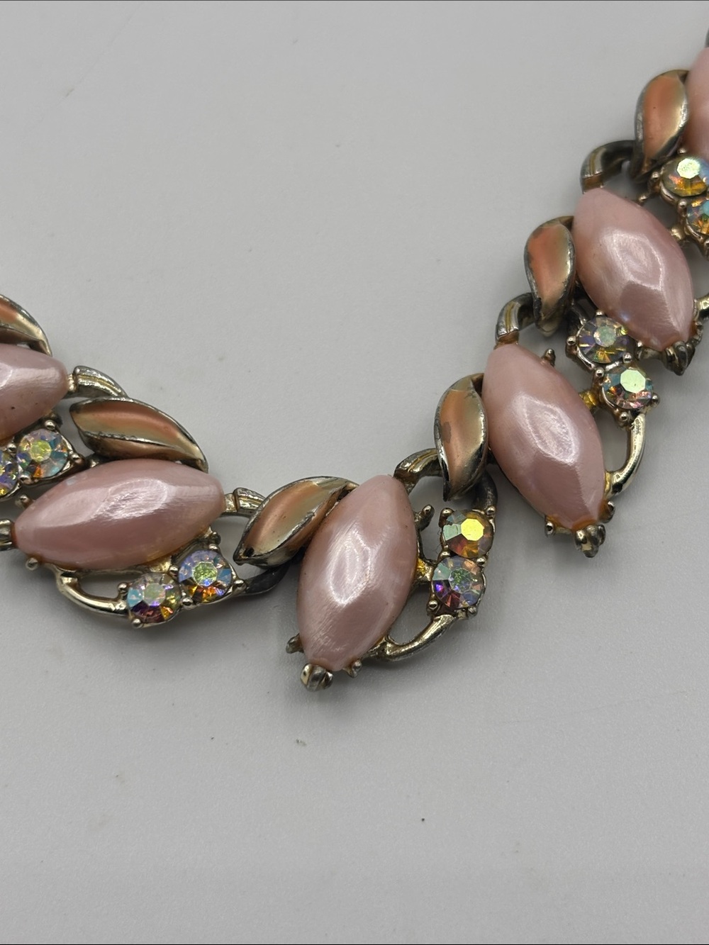 Early Vintage BSK Pretty in Pink Aurora Borealis Necklace JP473 - Picture 5 of 7